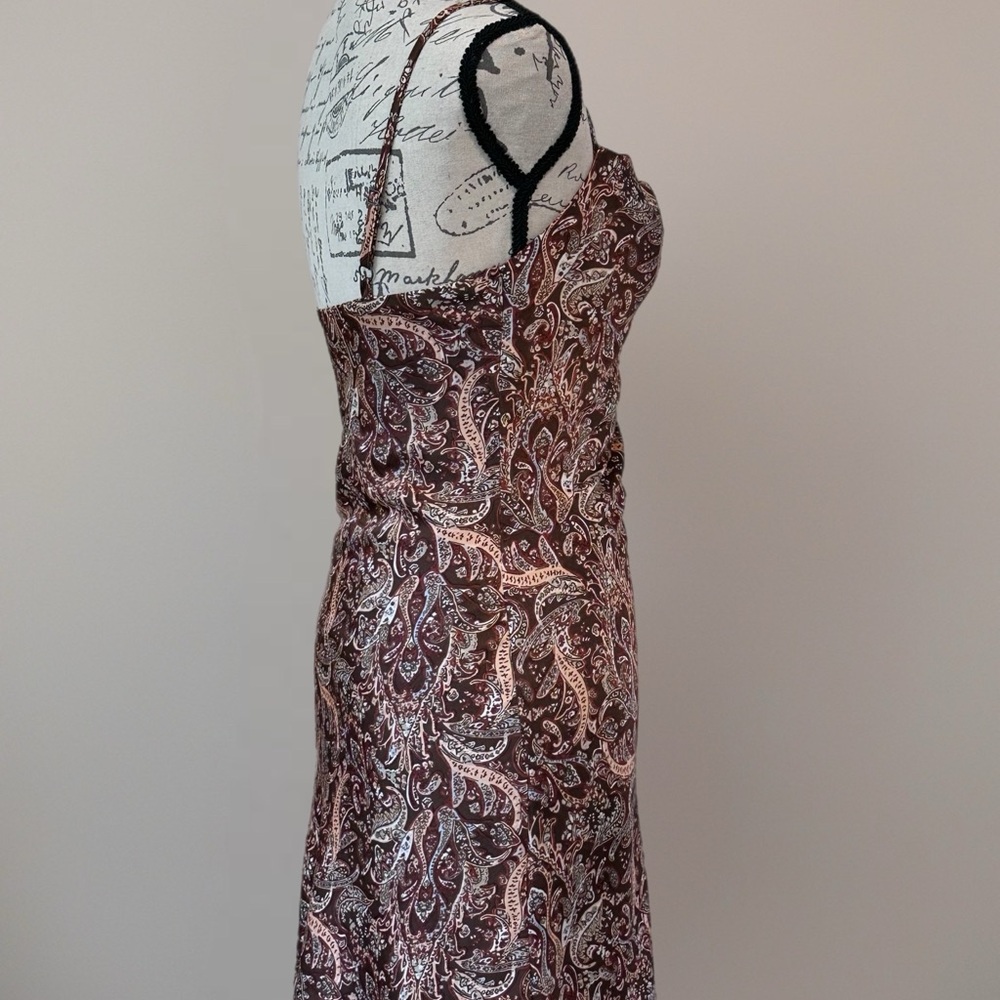 Hollister Brown Satin Paisley Mini Dress NWOT Sz XS Y2K - Picture 2 of 8